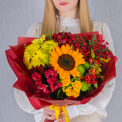 Осенний букет с подсолнухом. N 37965