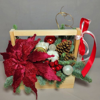 Букет "Русская зима" из нобилиса и сухоцветов.