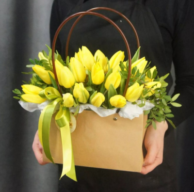 Сумочка с тюльпанами 25 шт. (жёлтый) 28938
